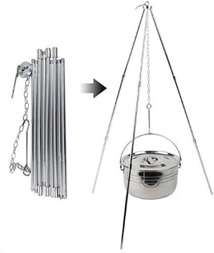 TaoKing Camping Tripod Grill and Lantern Hanger BBQ Cookware Campfire Hanger Cook Foldable