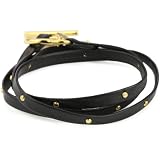 gorjana Graham Gold-Tone Black Leather Studded Trip