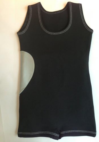 Bella Sophia Leotard with Heart, Sleeveless (Black with Silver Heart, 4)