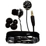 Nemo Digital NF65586-EBK Enamel Flower Earbud (Black with Black Wires)
