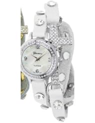 Womens Studded Cross Wrap Watch Color: White