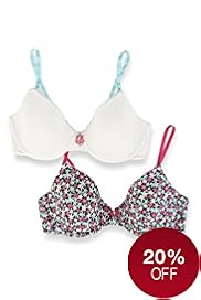 2 Pack Angel Cotton Rich Assorted Underwired Bras