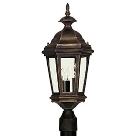Kenroy Home 16316AP Estate 3-Light Post Lantern, Antique Patina
