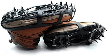 Powerpower 18 Teeth Anti Slip Traction Cleat Crampons for Snow and Ice Protect Shoes Black (M)