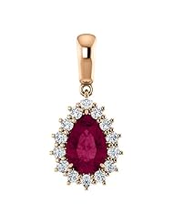 10K Rose Gold 9.00x6.00mm Pear Cut Rhodolite Garnet and Diamond Pendant -- LIFETIME WARRANTY