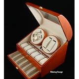 QUALITY WOOD QUAD WATCH WINDER (4) +12 STORAGE BOX