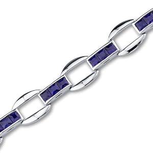One of a Kind Design Princess Cut Created Sapphire Gemstone Bracelet in... by