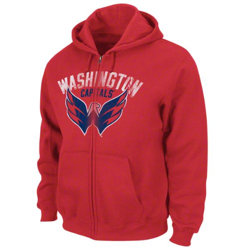 Majestic Washington Capitals Red Lasting Strength Full Zip Hoodie Sweatshirt (Medium)