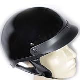 Black Gloss Motorcycle Cruiser Biker Beanie Half Helmet DOT (Large)