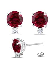 0.06 Cts Diamond & 1.18 Cts Ruby Earrings in 18K White Gold