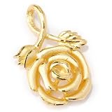 24K Gold Satin & Polished Rose Pendant