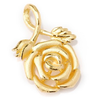24K Gold Satin & Polished Rose Pendant