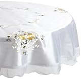 Sale  United Linens Stephanie 70-Inch Round Embroidered Table Cloth, Gold
