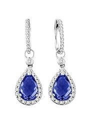 3.17 Sapphire & VS Diamonds Dangling Pendant Earrings 18k Gold