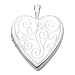 14K White Gold Engraved Heart Locket Pendant (0.8