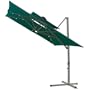 Southern Patio 8.5 Foot Square Offset Double Top solar Umbrella, Green