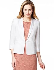 Linen Blend Shawl Collar Jacket
