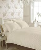 Luxury Satin Stripe Duvet Cover Set, Double with 2 Pillowcases, Cream
