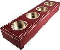 Archipelago Leather Covered Tea Light Bar Burgundy
