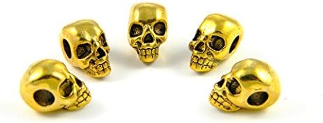 Gold Metal Skull Beads Horizontal Holes For Paracord Bracelets, Lanyards, & Leather Projects (20)