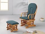 Oak Finish Glider Rocker wOttoman In Green By Coaster Furniture