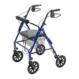 Medline Folding Rollator Walker with Folding Wheels, Blue