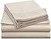 Clara Clark Premier 1800 Series 4pc Bed Sheet Set - King, Cream/Beige, Hypoallergenic, Deep Pocket
