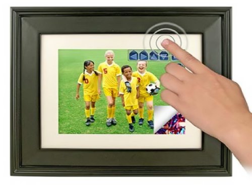 8 Inch LCD Digital Photo Frame with Touch Screen and Remote – Wireless and Bluetooth Compatibility – Built-in Clock, Calendar and Alarm - Black Wooden Frame - No PC Required – Stores up to 3200 Images