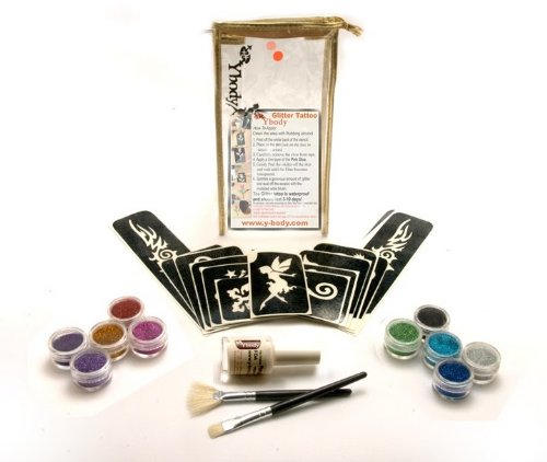 Glitter Temporary Tattoo BIG Party Kit 60 Tattoos - Water Proof Do It Yourself!