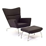 LexMod Wegner Style ch445 Wing Chair & Ottoman in Dark Gray Wool LexMod Wegner Style ch445 Wing Chair & Ottoman in Dark Gray Wool