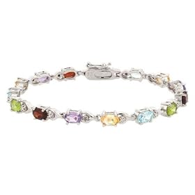 Sterling Silver 6.88ct. TGW Multi Gemstone Oval Tennis Bracelet by SilverSpeck.com
