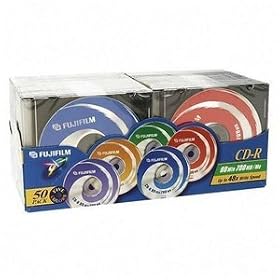 Fuji CD-R 80 Slimline Rewritable Data Disc with Color Jewel Case (50 pack)