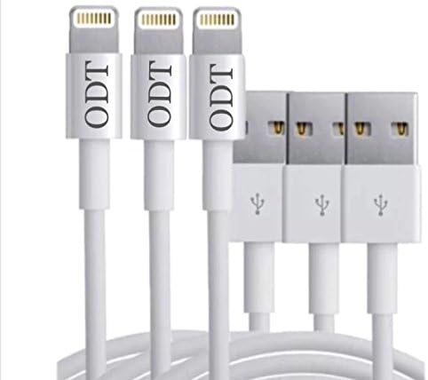 ODT 8 Pin USB Sync Cable Charger Cord for Apple Iphone 5 / 5s / 5c / 6 / 6 Plus, Ipod 7, Ipad Mini / Mini 2/ Mini 3, Ipad 4 / Ipad Air / Ipad Air 2(compatible with Ios 8, 9) White, 3 Feet (3x Cables)