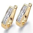 14kt Yellow Gold Delectable Double Row Diamond Hoop Earrings