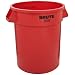 Rubbermaid Commercial Brute LLDPE 55-Gallon Trash Can without Lid, Legend "Brute", Round, 33" Height, Red