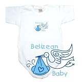 BABY BODYSUIT WHITE  LIGHT BLUE STORK BELIZEAN  BELIZE