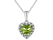 Peridot Heart Pendant with Diamonds 4/5 Carat (ctw) in 10K White Gold with Chain