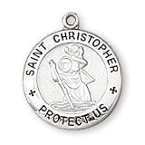 Sterling Silver Saint Christopher Medal and 18-inch Chain