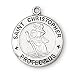 Sterling Silver Saint Christopher Medal and 18-inch Chain