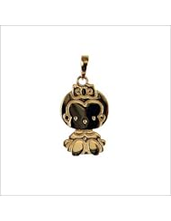 14k Yellow Gold, Girl Pendant Charm 12mm Wide