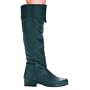 Women's 1 Inch Heel Pig Leather Knee Boot (Black Leather;15)