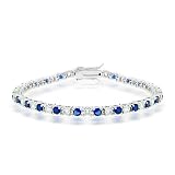 Bling Jewelry Blue Sapphire Color Cubic Zirconia Tennis Bracelet