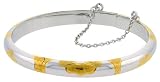 Sterling Silver 2 Tone Floral Engraved Baby Bangle, over 3/16 (5mm) Thin