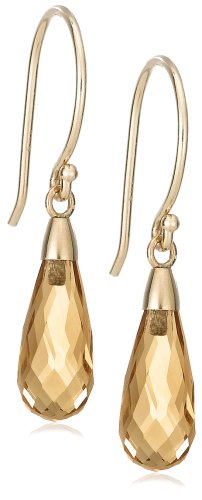 14k Yellow Gold Citrine Briolette Drop Earrings