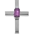 14K White Gold Amethyst Cross Pendant