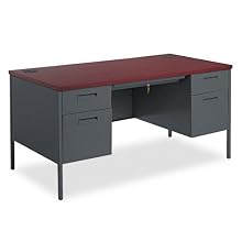 HON P3262NS Metro Classic Series 60 by 30 by 29-1/2-Inch Double Pedestal Desk, Mahogany