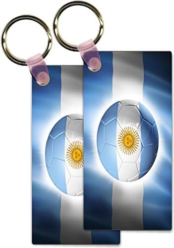 Rikki KnightTM Brazil World Cup 2014 Argentina Team Football Soccer Flag Design Rectangle Shape Key Chains - Luggage Identifier Tags (Set of 4)