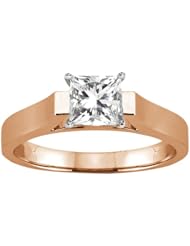 0.75 Ct Princess H/I I1 Diamond 14K Rose Gold Solitaire Ring