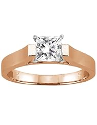 0.80 Ct Princess H/I I1 Diamond 14K Rose Gold Solitaire Ring