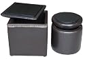 Global Distinctions Nailhead Ottoman Set, Brown Faux Leather